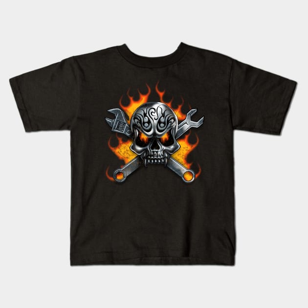 Mechanic Skull Kids T-Shirt by Buy Custom Things